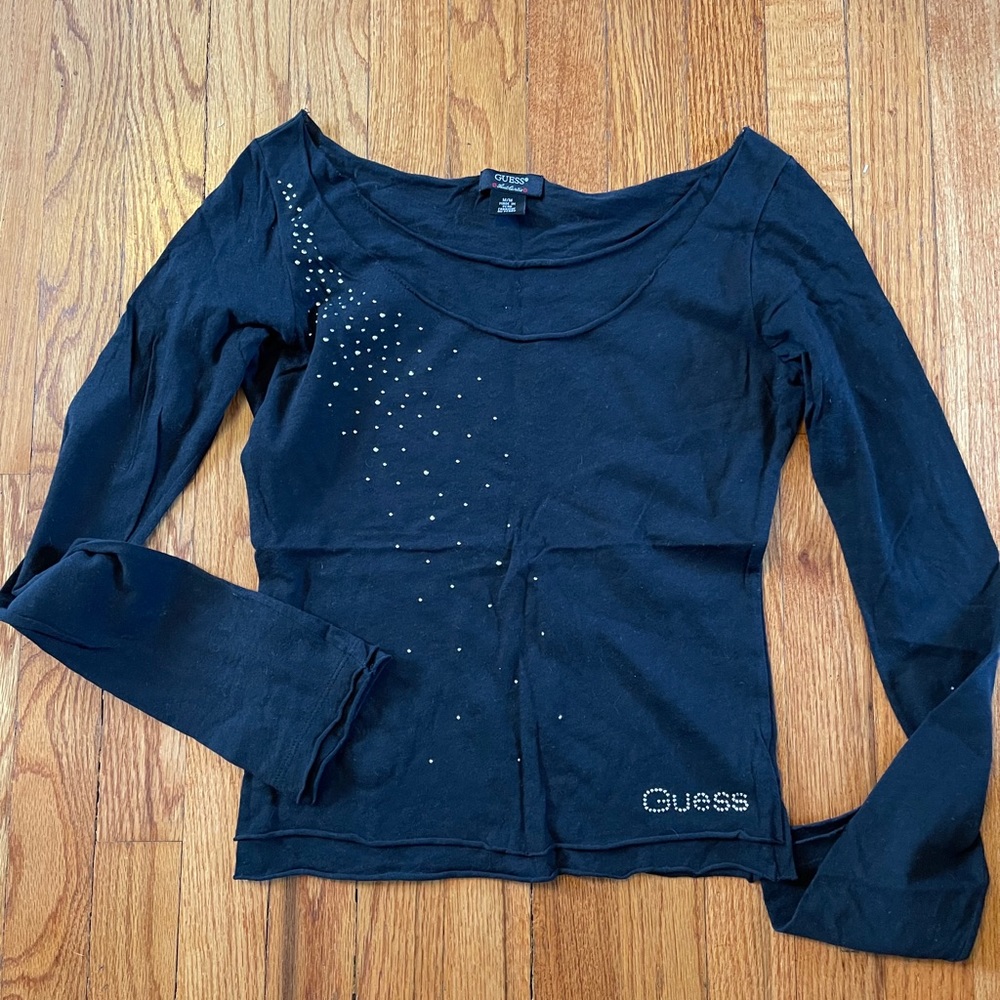 Guess vintage studded thin layered long sleeve tee